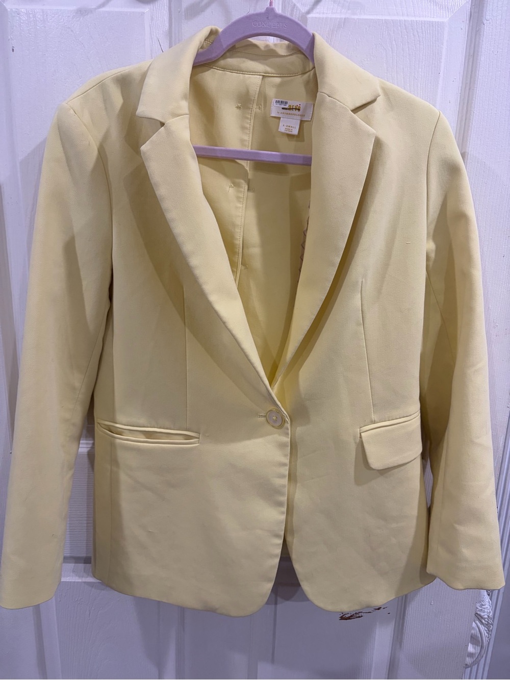 Anthropologie Maeve Pale Yellow Single-Back Button Blazer